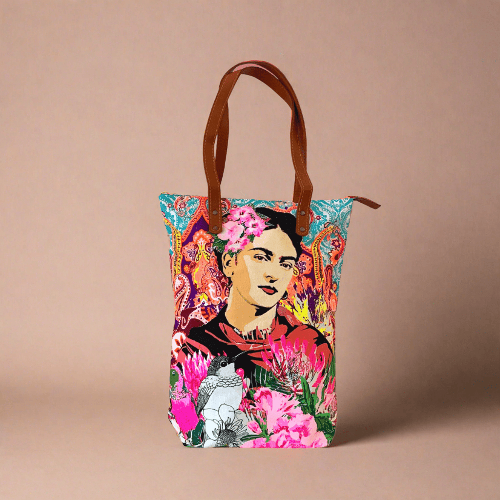 Frida Kahlo Printed Tote Bag with Zipper - Thailand Bags La Vie Bien Frida Kahlo Printed Tote Bag with Zipper - Thailand