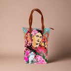 Frida Kahlo Printed Tote Bag with Zipper - Thailand Bags La Vie Bien Frida Kahlo Printed Tote Bag with Zipper - Thailand