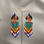 Frida Kahlo Seed Bead Dangly Earrings - Guatemala Jewelry La Vie Bien Frida Kahlo Seed Bead Dangly Earrings - Guatemala