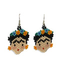 Frida Kahlo Seed Bead Artistic Earrings - Guatemala