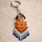 Frida Kahlo Seed Bead Keychain - Guatemala Keychains La Vie Bien Frida Kahlo Seed Bead Keychain - Guatemala