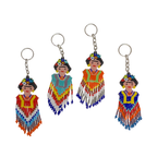 Frida Kahlo Seed Bead Keychain - Guatemala Keychains La Vie Bien Frida Kahlo Seed Bead Keychain - Guatemala