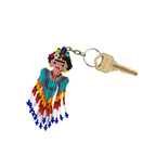 Frida Kahlo Seed Bead Keychain - Guatemala Keychains La Vie Bien Frida Kahlo Seed Bead Keychain - Guatemala