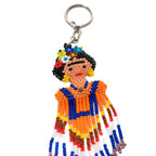 Frida Kahlo Seed Bead Keychain - Guatemala Keychains La Vie Bien Frida Kahlo Seed Bead Keychain - Guatemala