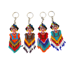 Frida Kahlo Seed Bead Keychain - Guatemala Keychains La Vie Bien Frida Kahlo Seed Bead Keychain - Guatemala