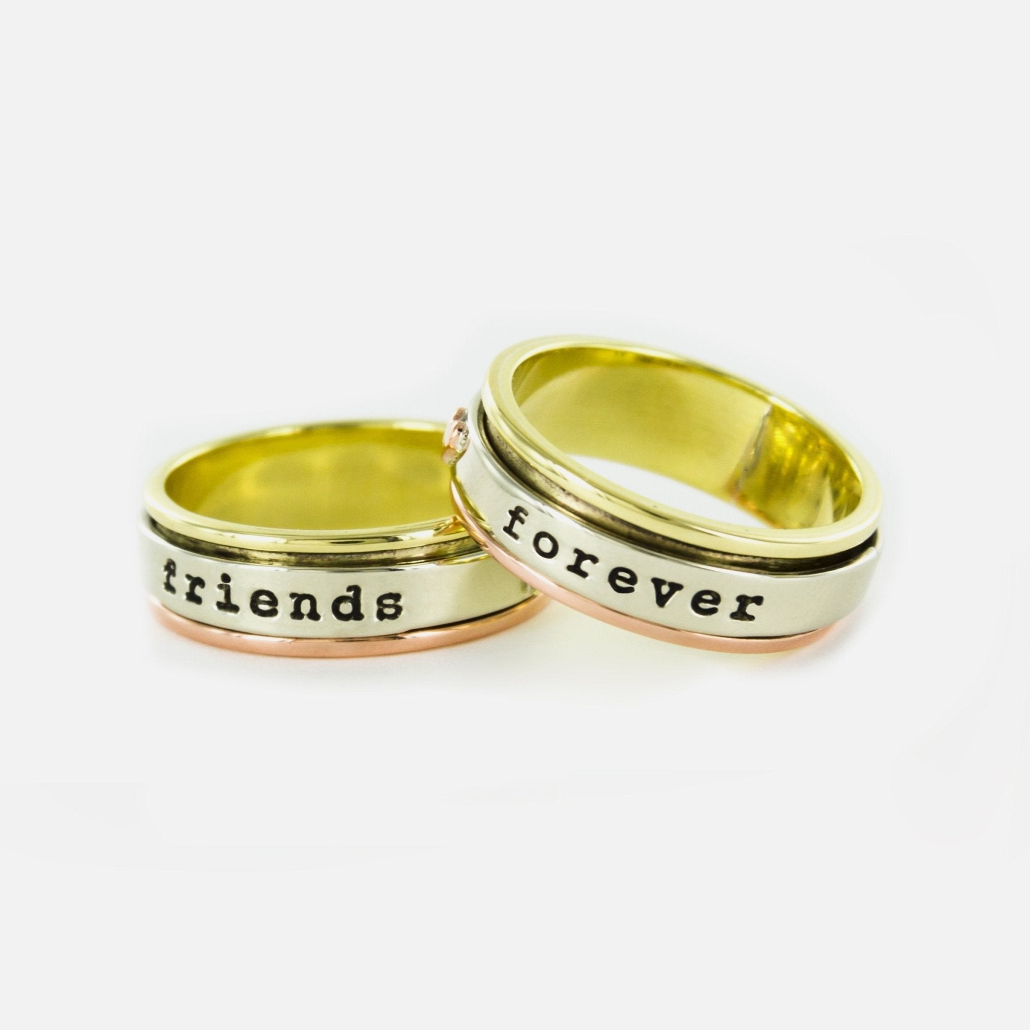 Friends Forever Mixed Metals Spinning Ring Rings - Fine La Vie Bien Friends Forever Mixed Metals Spinning Ring