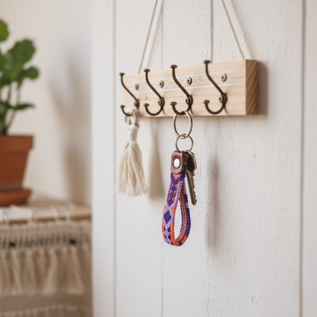 Friendship Macrame Woven Leather Loop Key Chain - Mexico Keychains La Vie Bien Friendship Macrame Woven Leather Loop Key Chain - Mexico