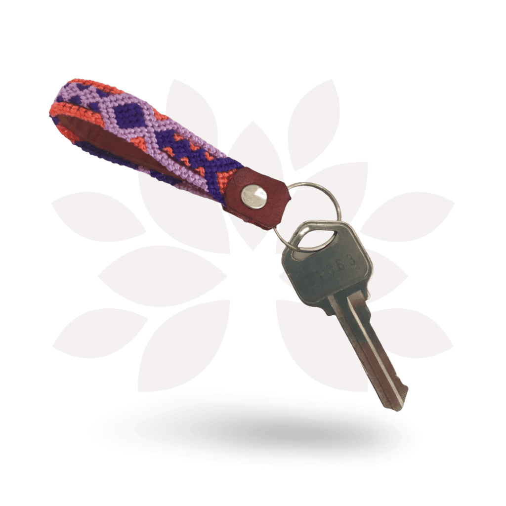 Friendship Macrame Woven Leather Loop Key Chain - Mexico Keychains La Vie Bien Friendship Macrame Woven Leather Loop Key Chain - Mexico
