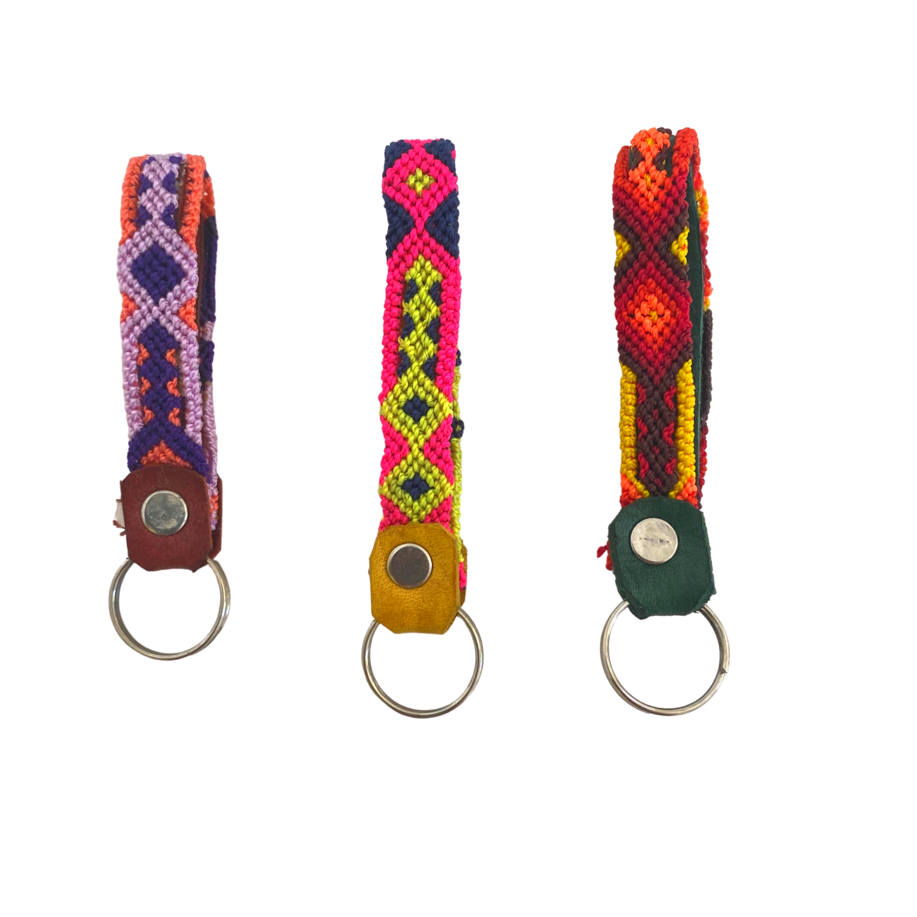 Friendship Macrame Woven Leather Loop Key Chain - Mexico Keychains La Vie Bien Friendship Macrame Woven Leather Loop Key Chain - Mexico