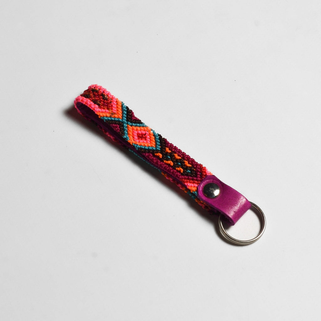 Friendship Macrame Woven Leather Loop Key Chain - Mexico Keychains La Vie Bien Friendship Macrame Woven Leather Loop Key Chain - Mexico