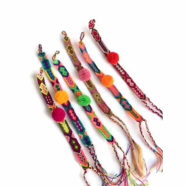Friendship Woven Pom Pom Bracelet - Mexico Jewelry La Vie Bien Friendship Woven Pom Pom Bracelet - Mexico