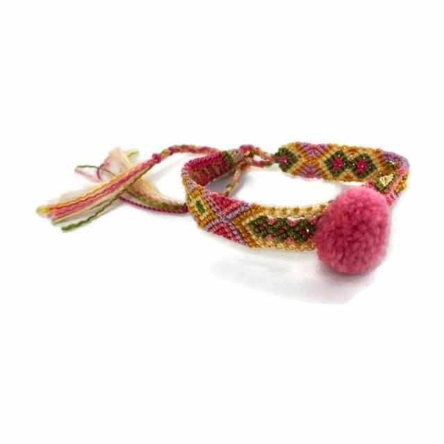 Friendship Woven Pom Pom Bracelet - Mexico Jewelry La Vie Bien Friendship Woven Pom Pom Bracelet - Mexico