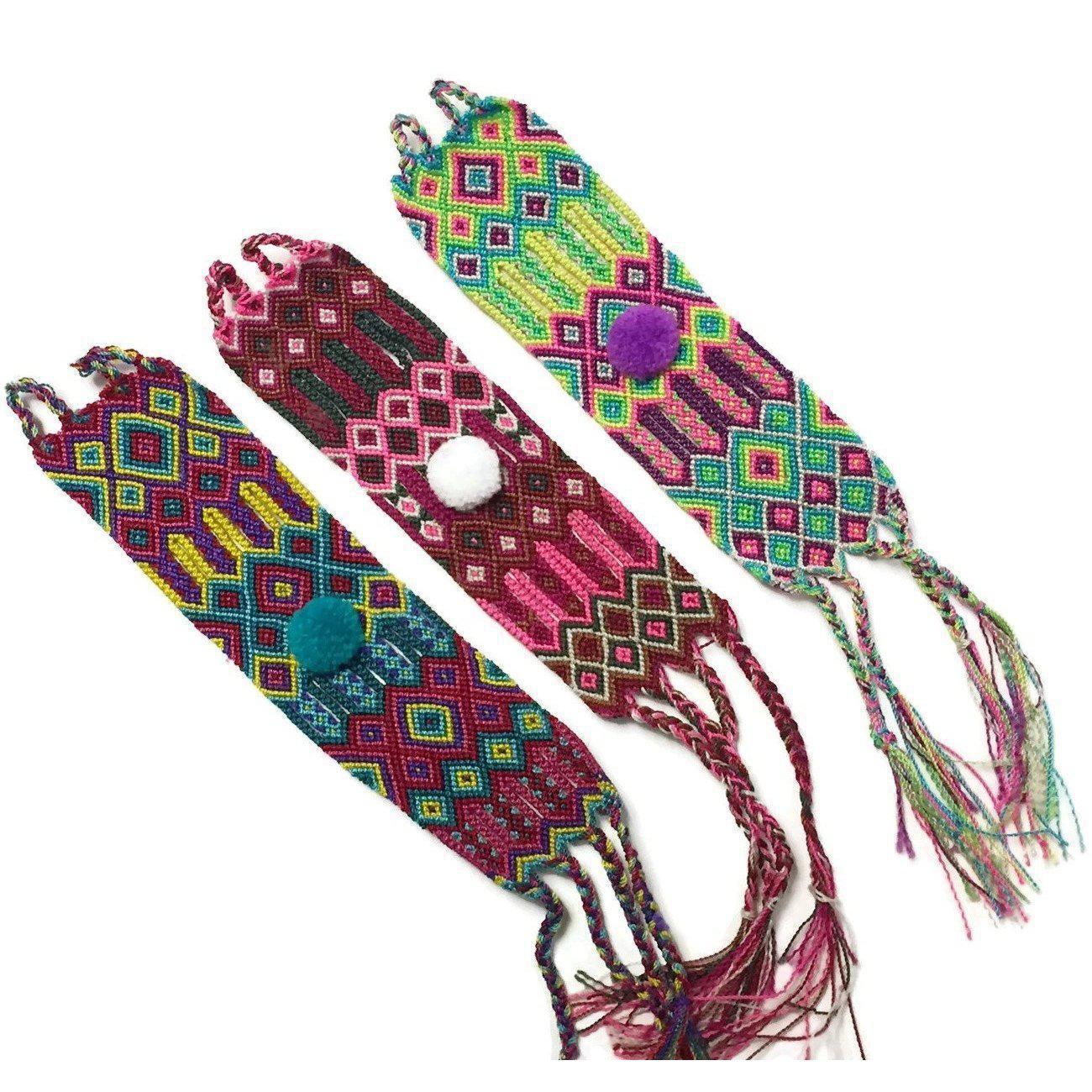Friendship Woven Pom Pom Bracelet - Mexico Jewelry La Vie Bien Friendship Woven Pom Pom Bracelet - Mexico