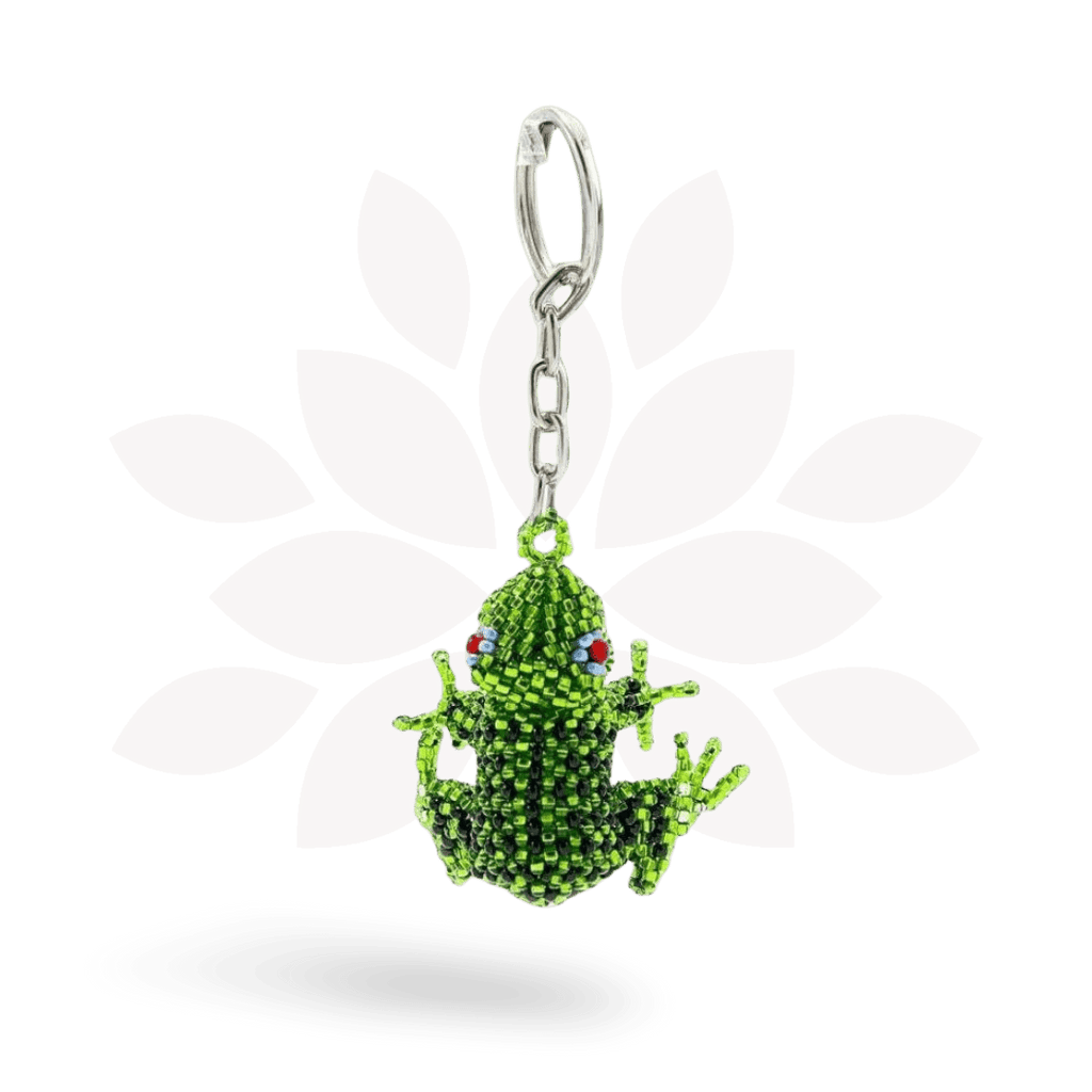 Frog Seed Bead Keychain - Mexico Keychains La Vie Bien Frog Seed Bead Keychain - Mexico