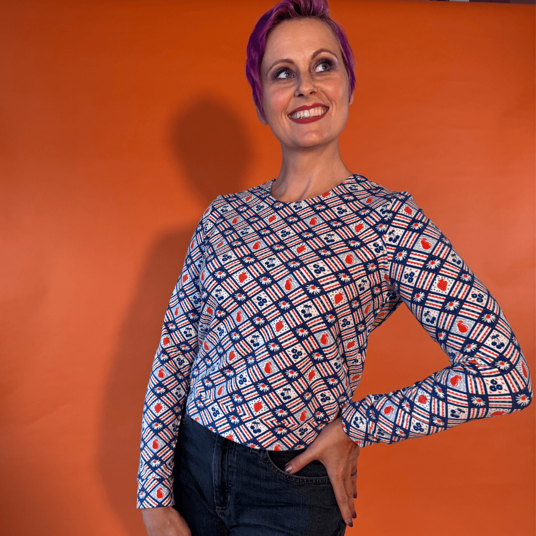 Fruit Picnic Pullover in Blueberry Sweatshirt La Vie Bien Fruit Picnic Pullover in Blueberry