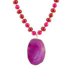Fuchsia Sunset Purple Agate Pendant Necklace by Barse Jewelry