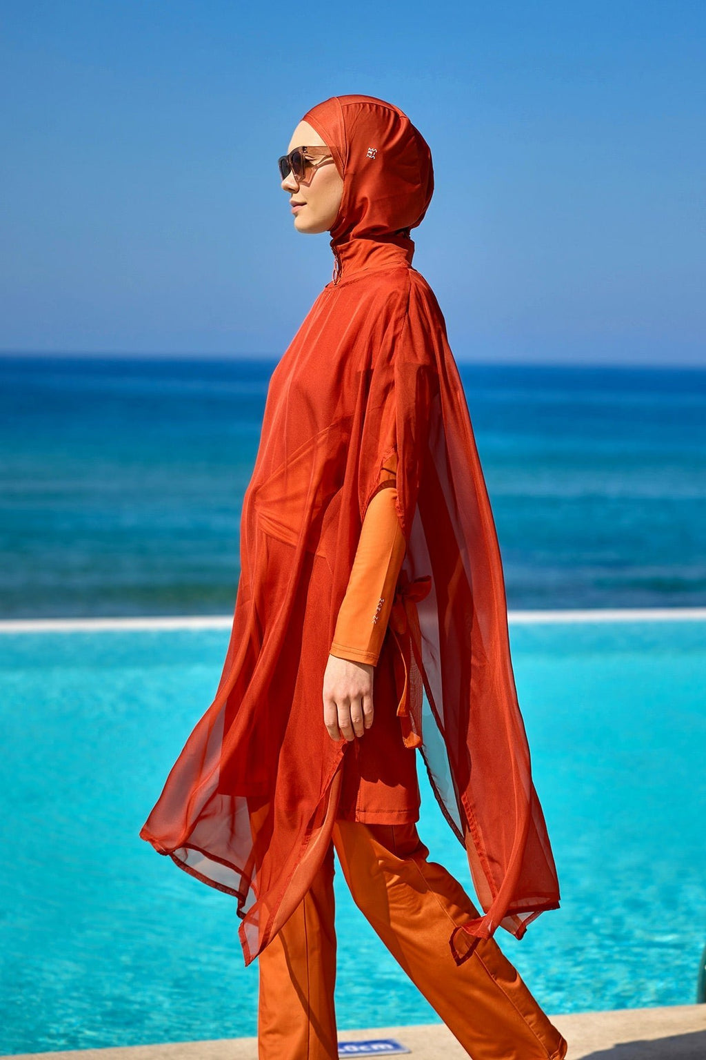 Full Coverage Islamic Swimsuit with Waist Tie | M2523-2 Covered Burkini Swimwear La Vie Bien Full Coverage Islamic Swimsuit with Waist Tie | M2523-2