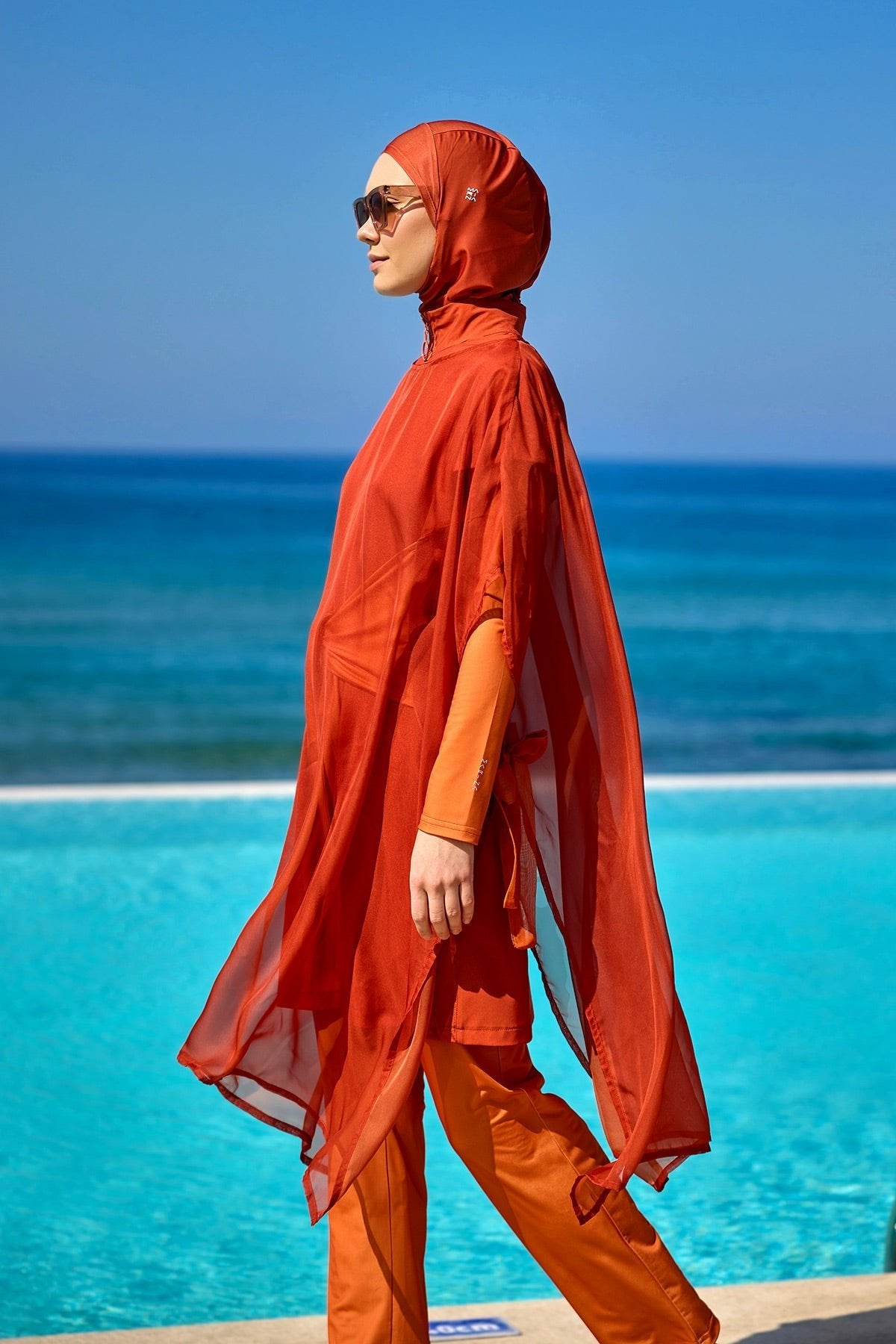 Full Coverage Islamic Swimsuit with Waist Tie | M2523-2 Covered Burkini Swimwear La Vie Bien Full Coverage Islamic Swimsuit with Waist Tie | M2523-2