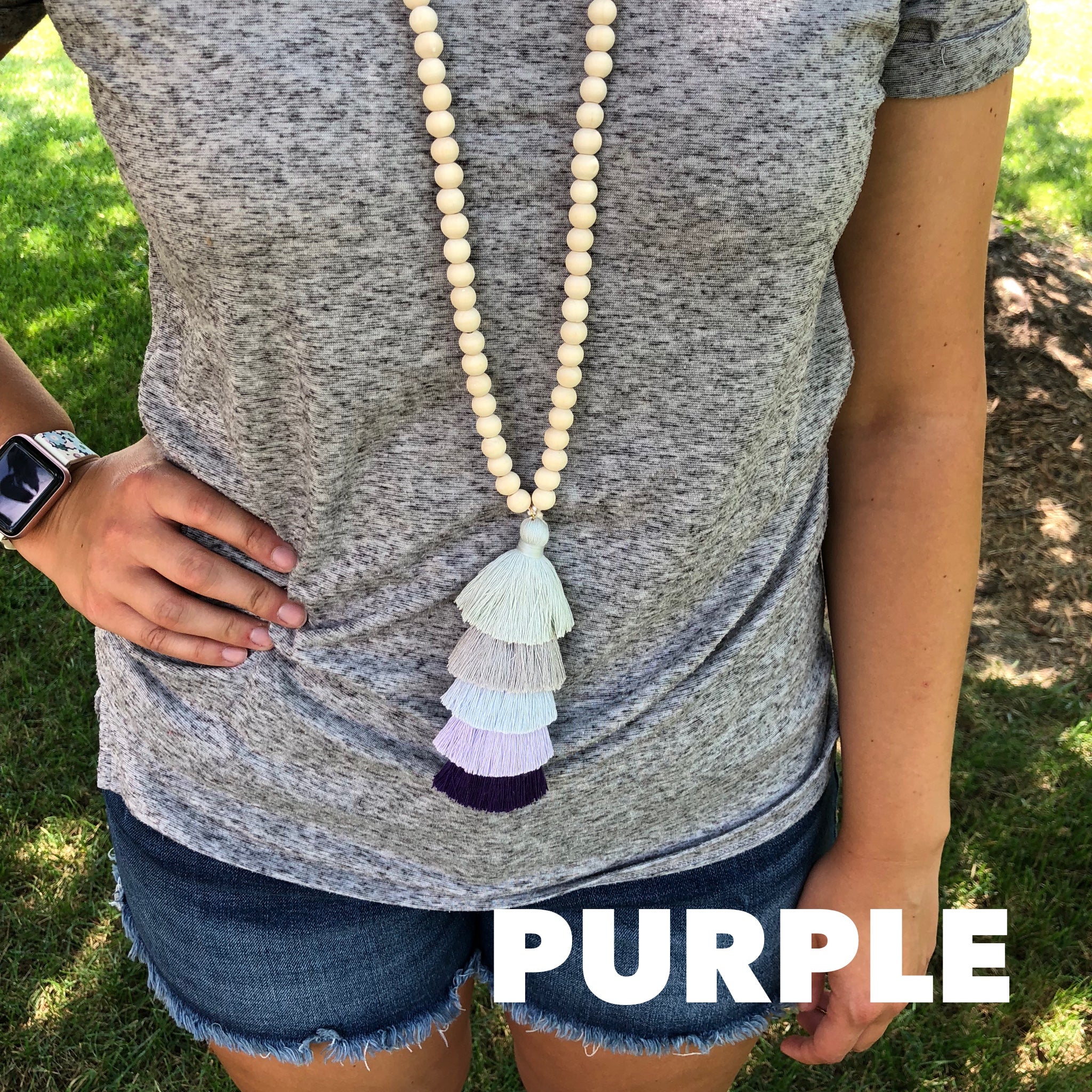 The Ella Wood Bead Pendant Necklace
