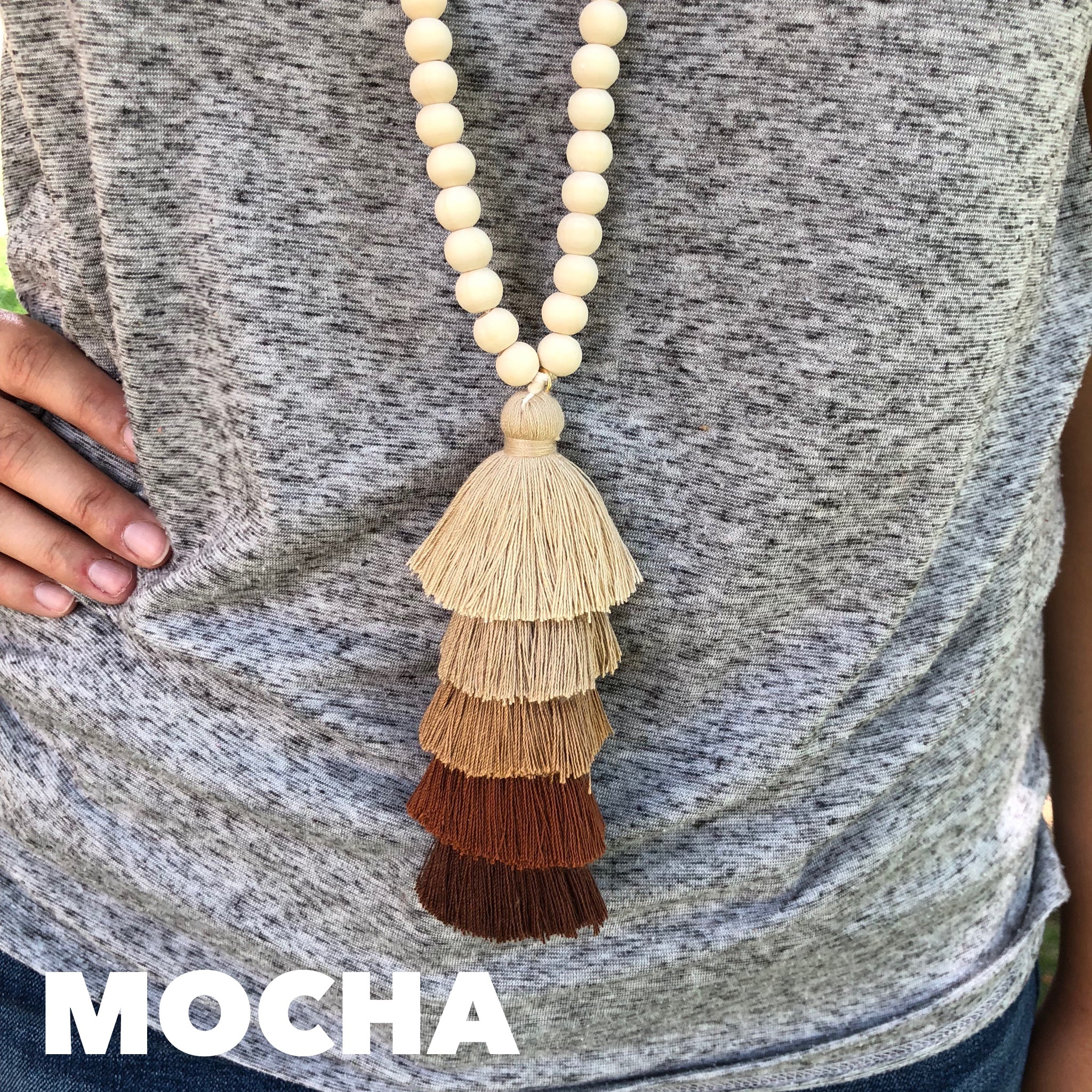 The Ella Wood Bead Pendant Necklace