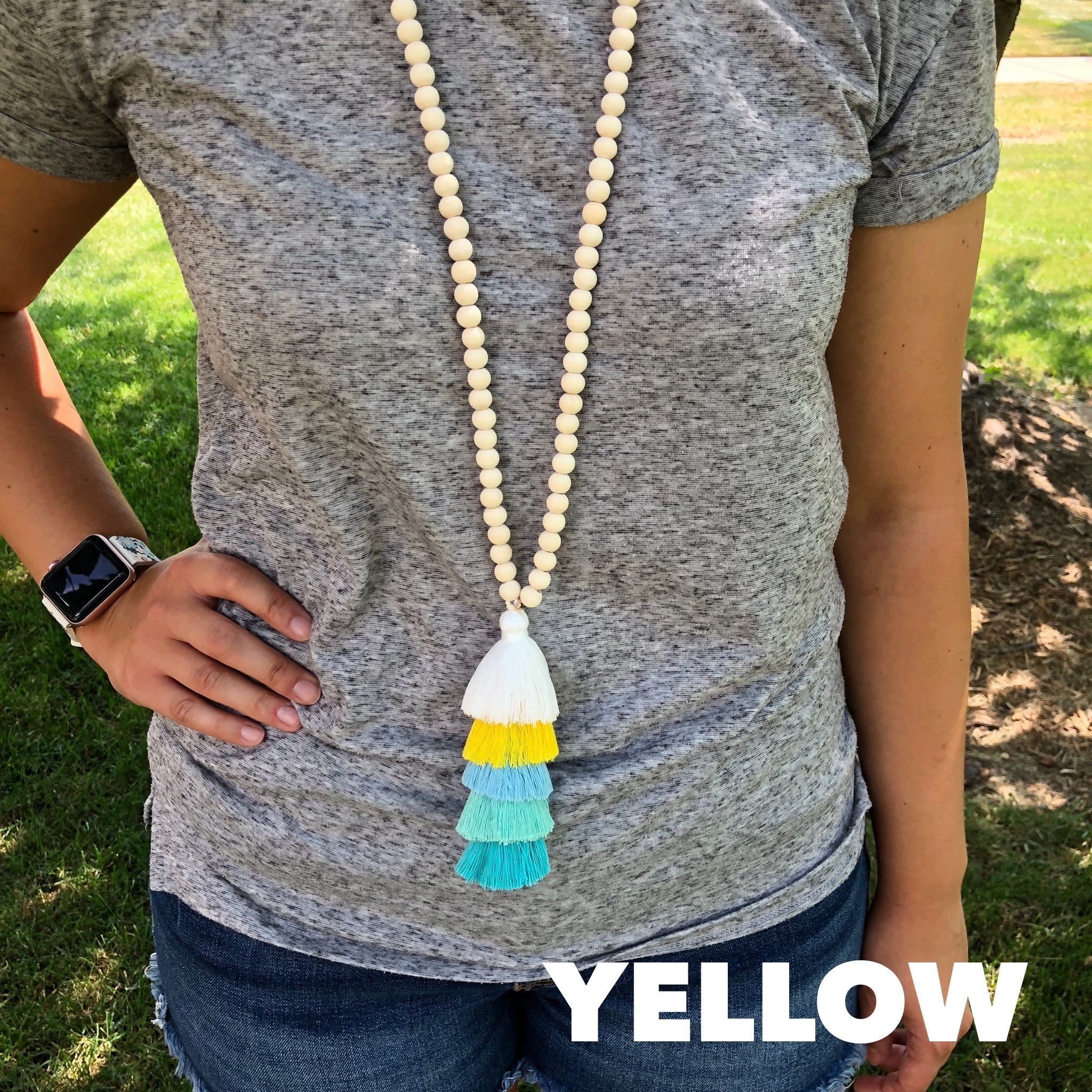 The Ella Wood Bead Pendant Necklace