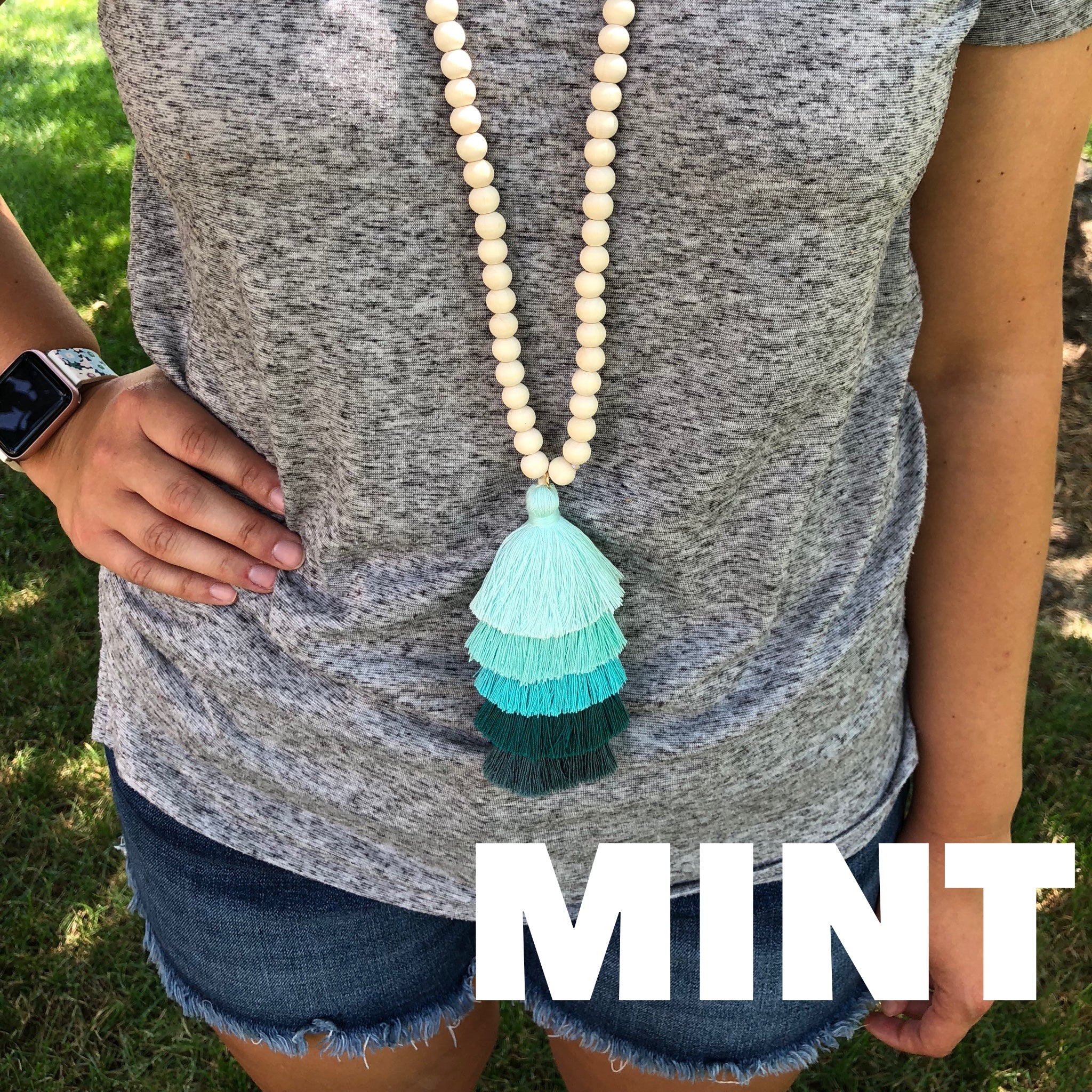 The Ella Wood Bead Pendant Necklace