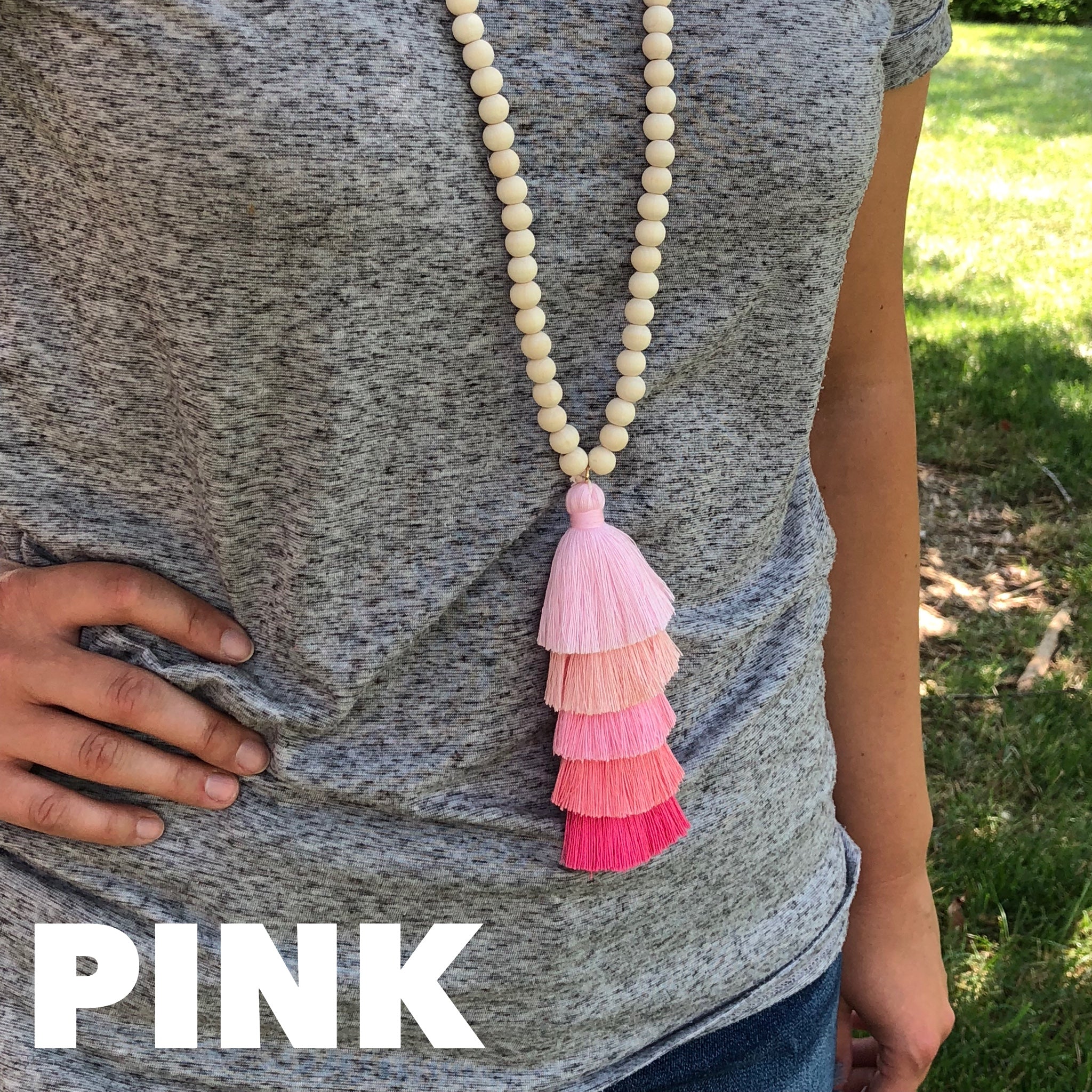 The Ella Wood Bead Pendant Necklace