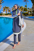 Fume Full Coverage Modest Swimwear Burkini Set M2514 Covered Burkini Swimwear La Vie Bien Fume Full Coverage Modest Swimwear Burkini Set M2514