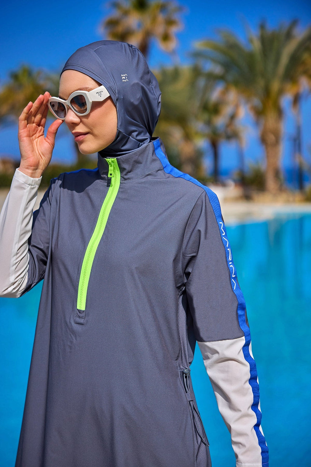 Fume Full Coverage Modest Swimwear Burkini Set M2514 Covered Burkini Swimwear La Vie Bien Fume Full Coverage Modest Swimwear Burkini Set M2514