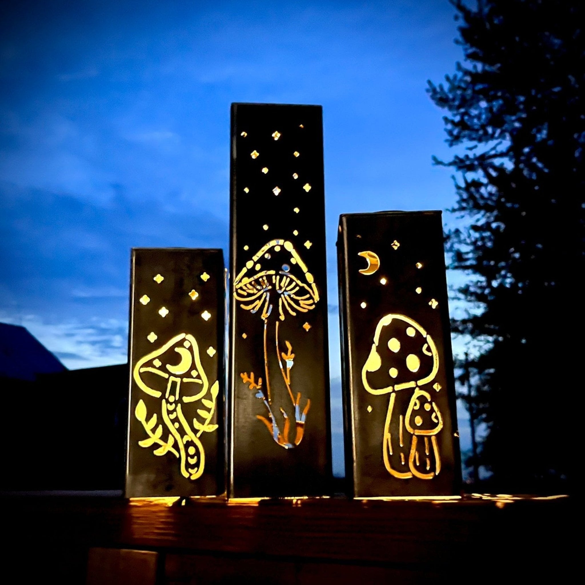 Fungi Solar Tube Lights - Steel Mushroom Lights