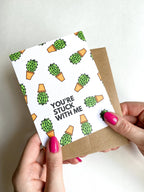 Funny Cactus Valentine’s Day Card – “You’re Stuck With Me” – Cute Plant Lover Greeting by Five Dot Post