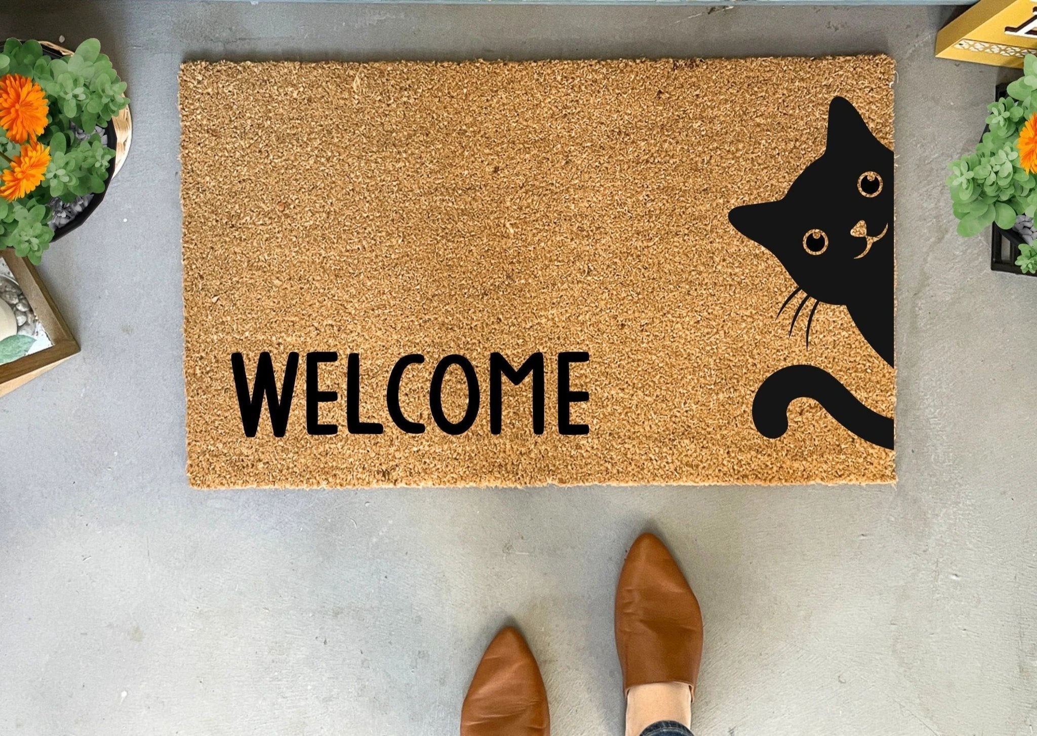 Funny Cat Coir Doormat by Nickel Designs Custom Doormats