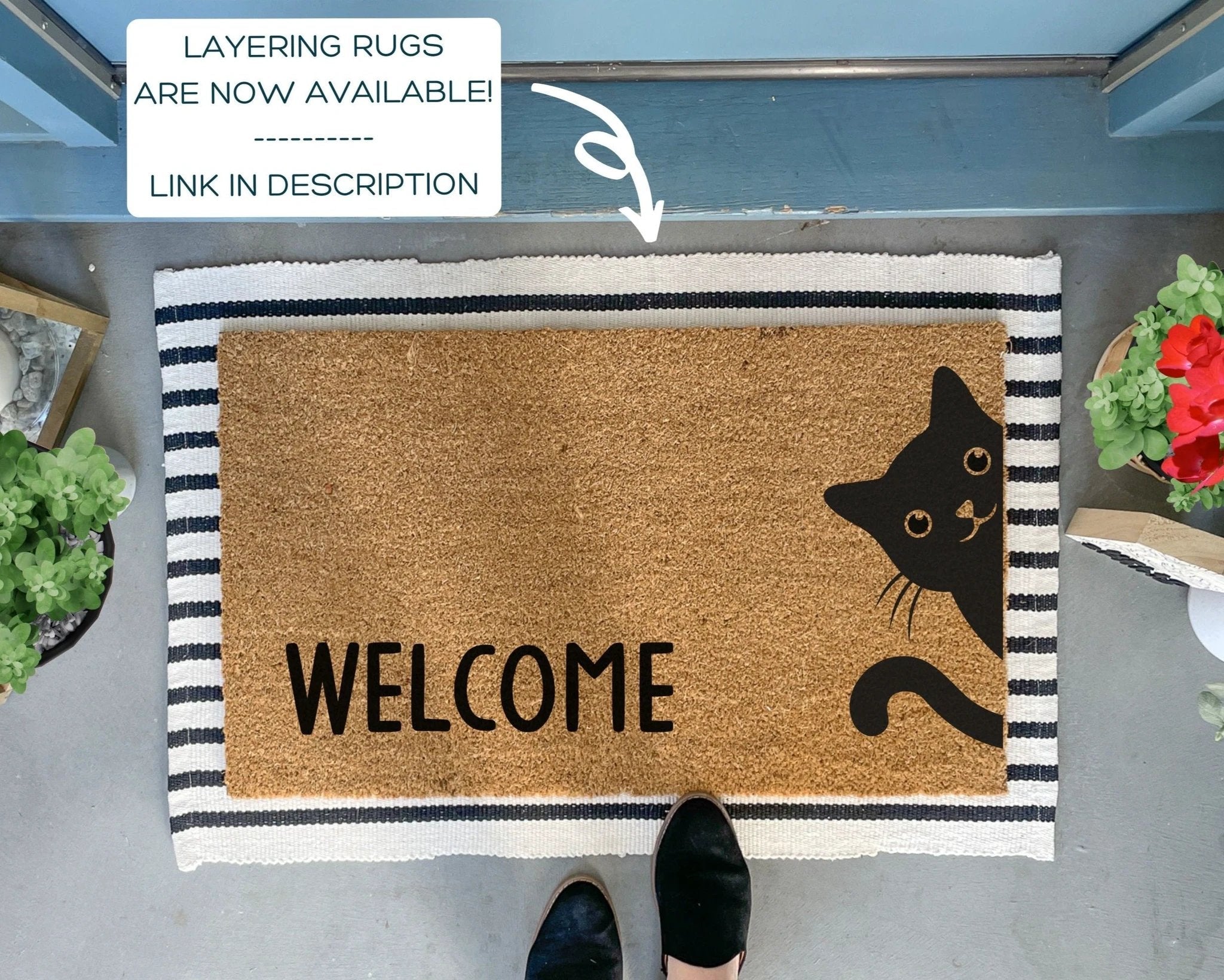 Funny Cat Coir Doormat by Nickel Designs Custom Doormats