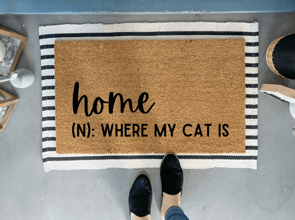 Funny Cat Doormat by Nickel Designs Custom Doormats