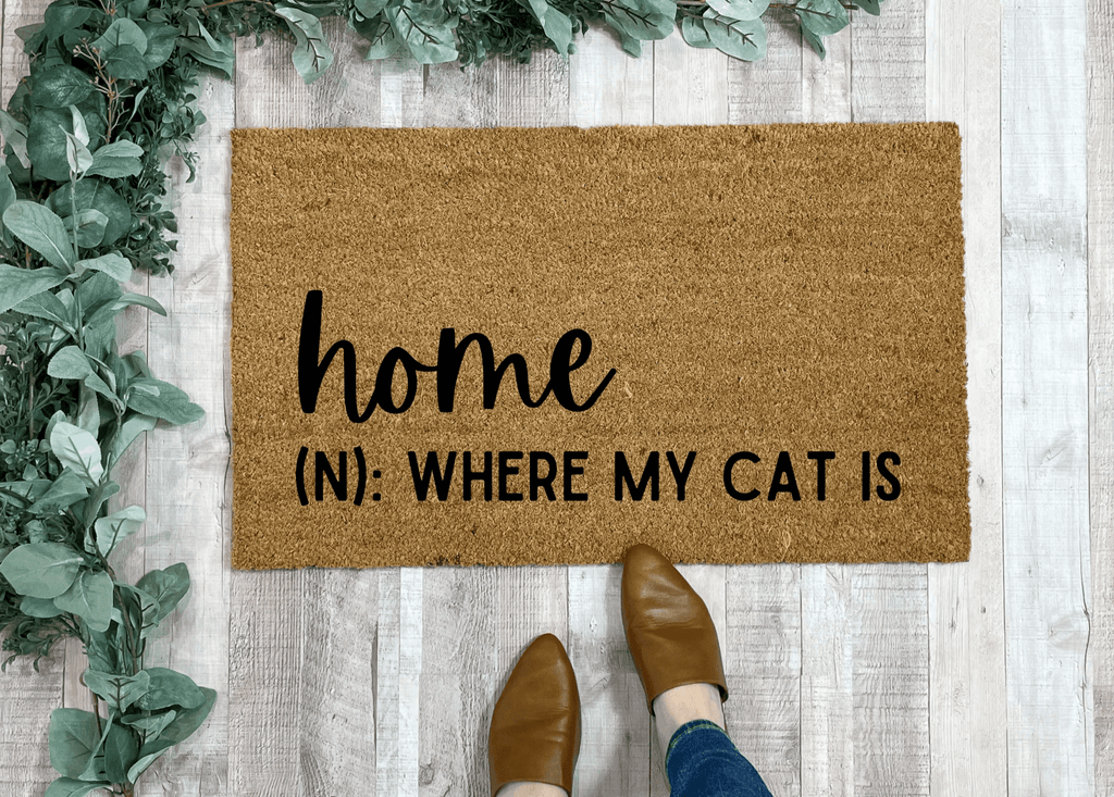 Funny Cat Doormat by Nickel Designs Custom Doormats
