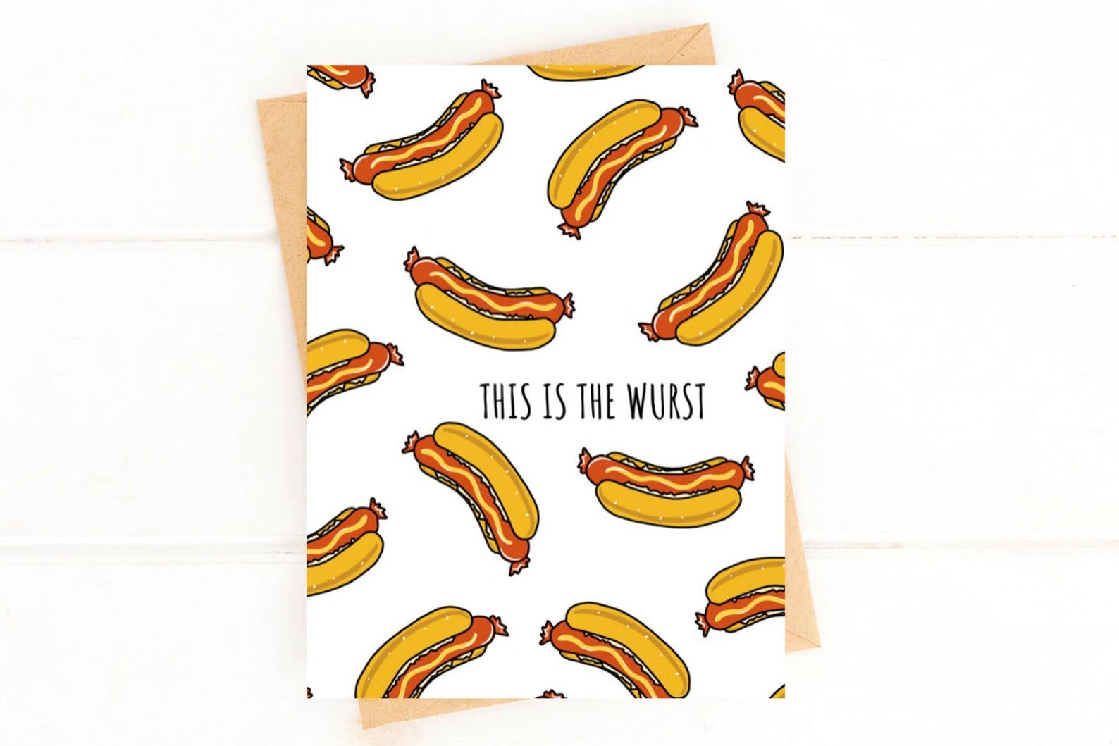 Funny Get Well Card – “This is the Wurst” Hotdog Feel Better Card by Five Dot Post