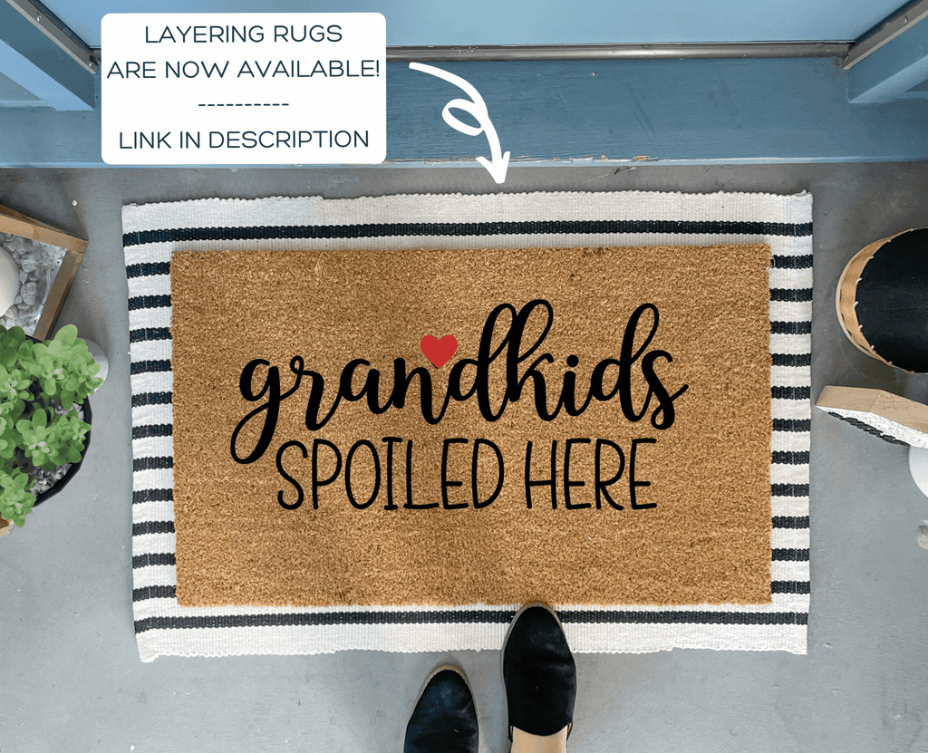 Funny Grandparents Doormat - Grandkids Spoiled Here by Nickel Designs Custom Doormats