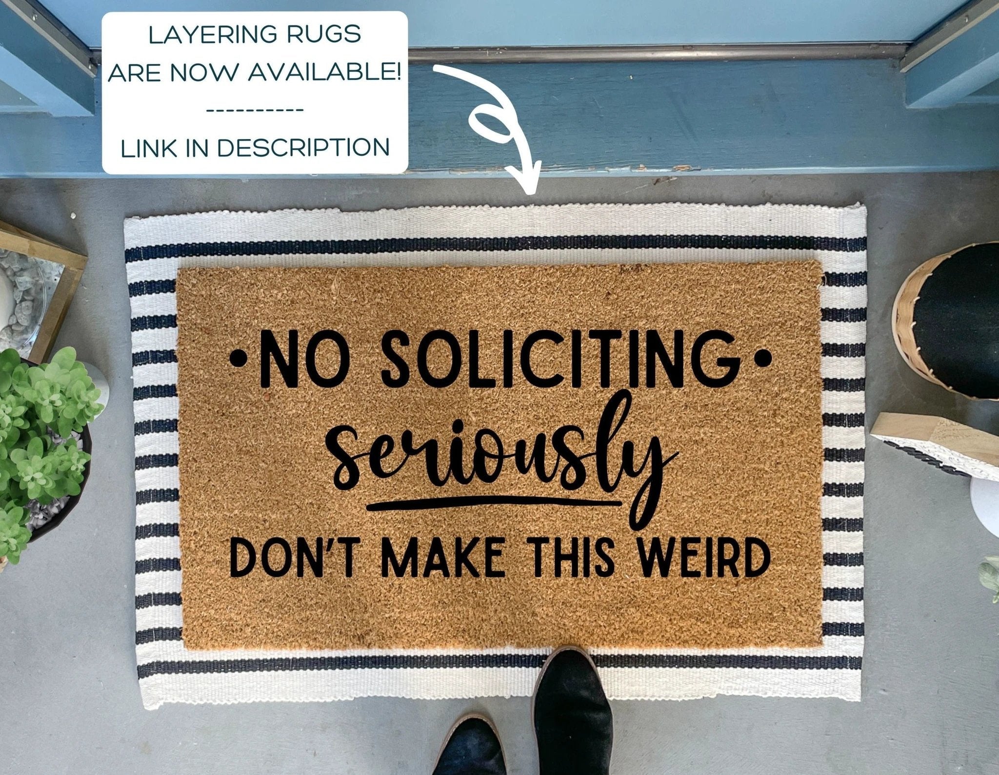 Funny No Soliciting Doormat by Nickel Designs Custom Doormats