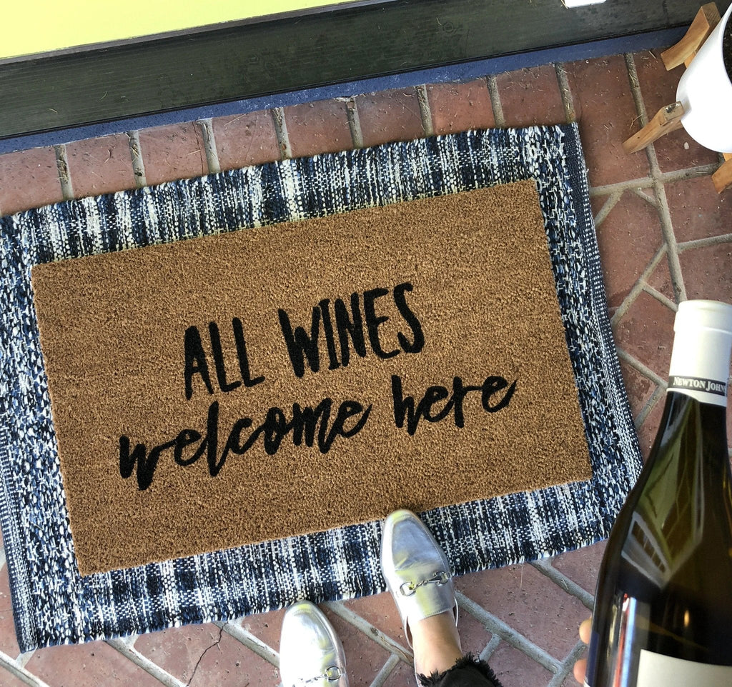 Funny Wine Welcome Mat by Nickel Designs Custom Doormats
