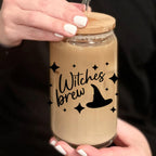 Funny Witch Halloween Glass Iced Coffee Cup Drinkware La Vie Bien Funny Witch Halloween Glass Iced Coffee Cup