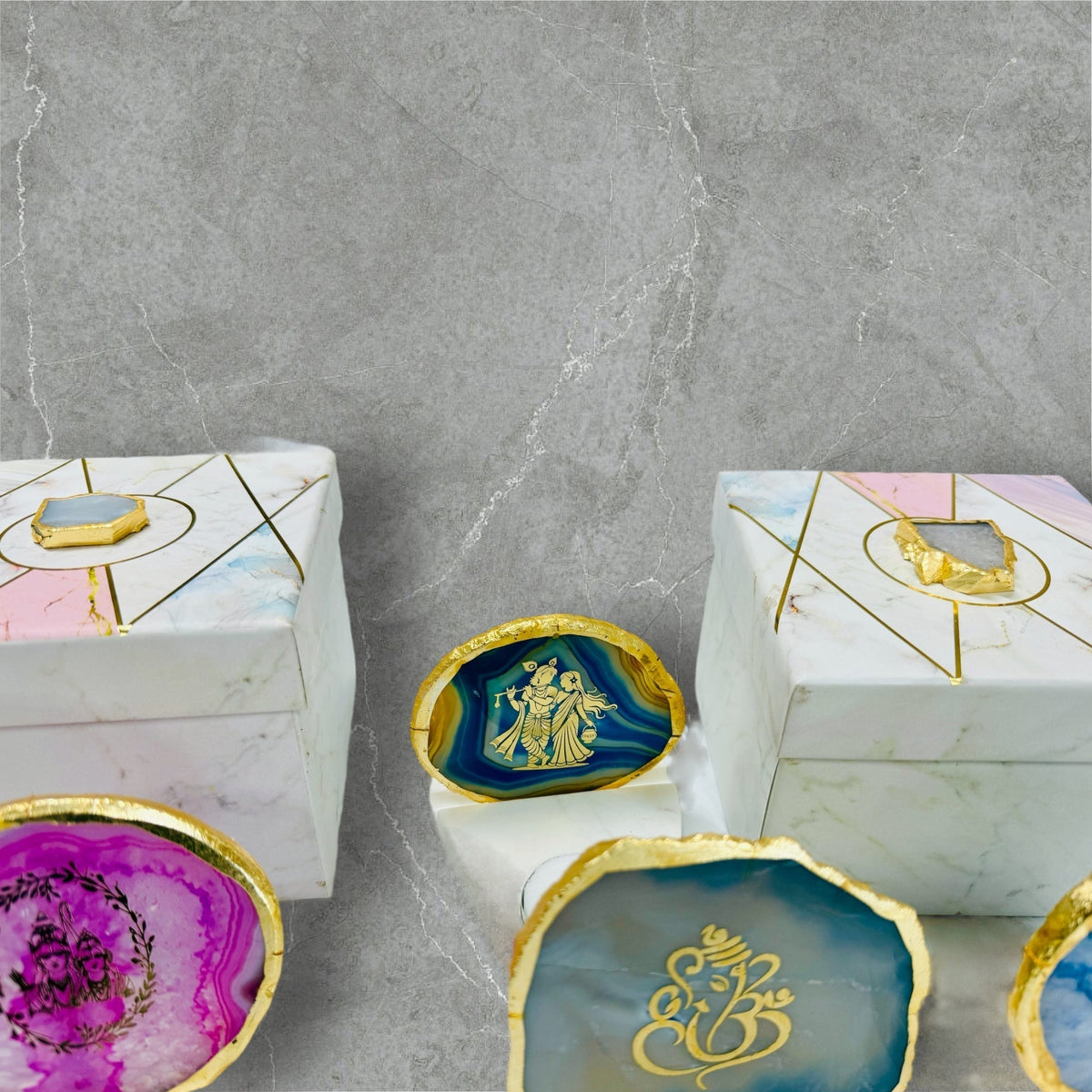 Ganesh Ji Agate with Marble T Light Holder - Ganpati Gift/ Ganesha Puja Gift La Vie Bien Ganesh Ji Agate with Marble T Light Holder - Ganpati Gift/ Ganesha Puja Gift