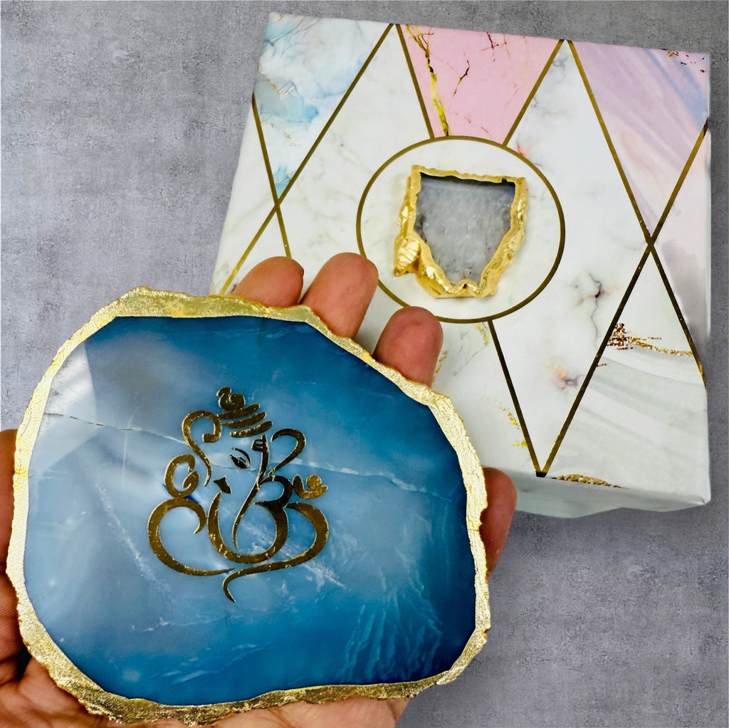 Ganesh Ji Agate with Marble T Light Holder - Ganpati Gift/ Ganesha Puja Gift La Vie Bien Ganesh Ji Agate with Marble T Light Holder - Ganpati Gift/ Ganesha Puja Gift