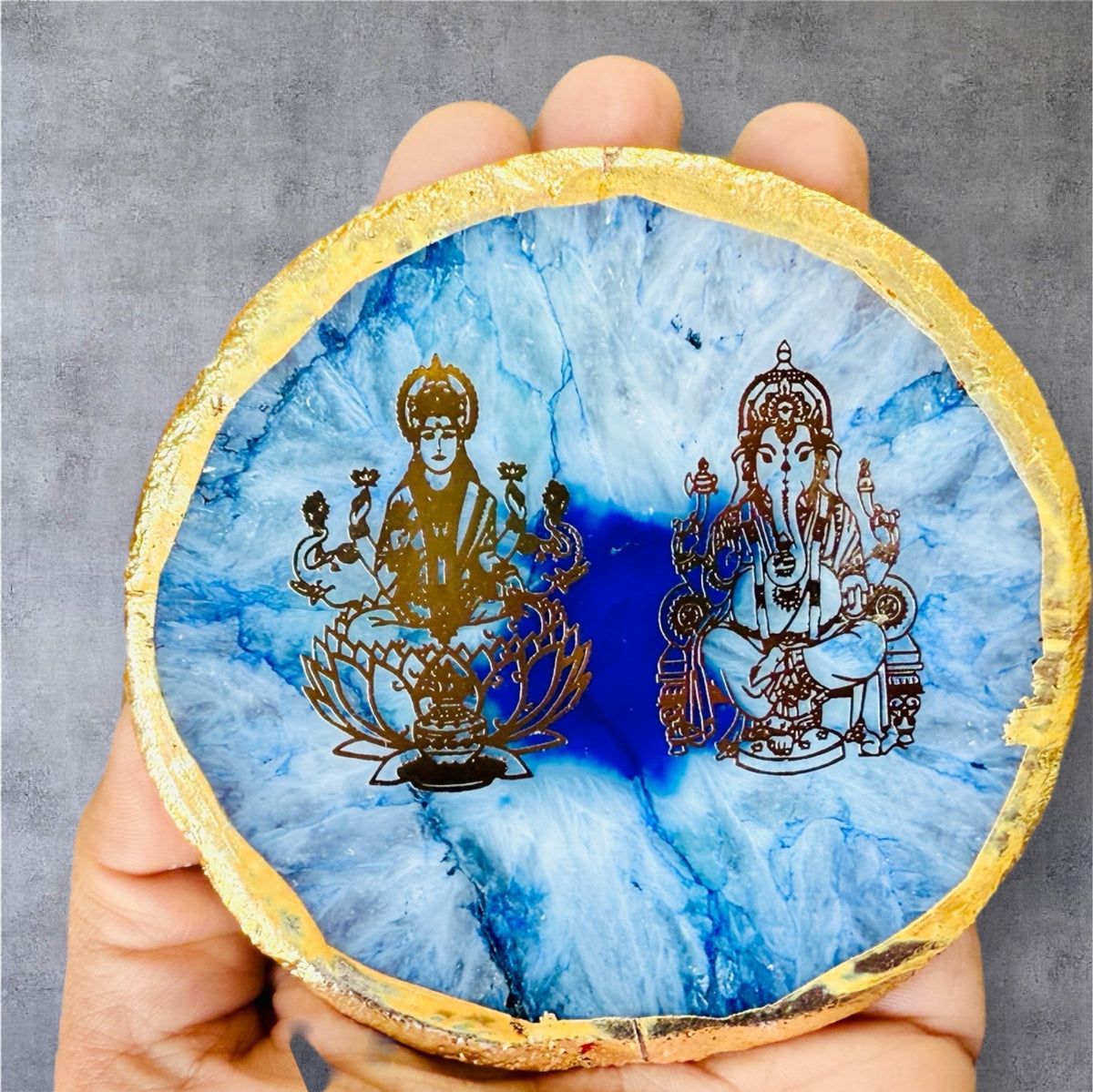 Ganesh & Laxmi Ji Agate with Marble T Light Holder - Ganpati Gift/ Ganesha Puja Gift/Diwali Gift La Vie Bien Ganesh & Laxmi Ji Agate with Marble T Light Holder - Ganpati Gift/ Ganesha Puja Gift/Diwali Gift