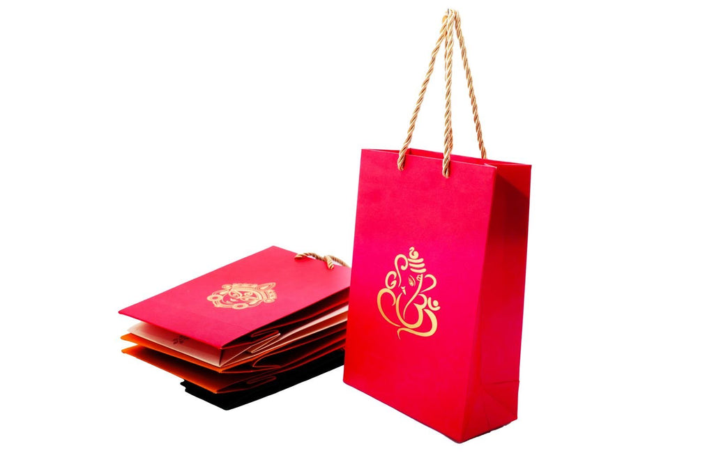 Ganesha / Ganpati Printed Paper Bag, Set of 10 Favors & Return Gifts La Vie Bien Ganesha / Ganpati Printed Paper Bag, Set of 10