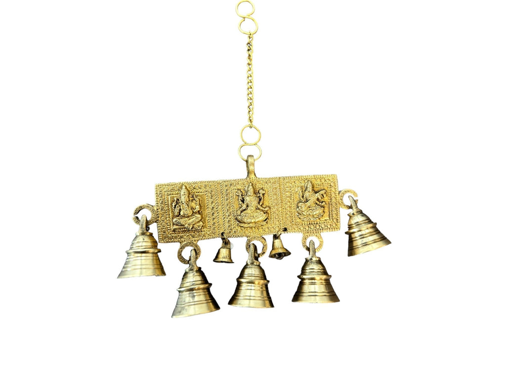 Ganesha, Laxmi & Saraswati Hanging Bells Mandir items La Vie Bien Ganesha, Laxmi & Saraswati Hanging Bells