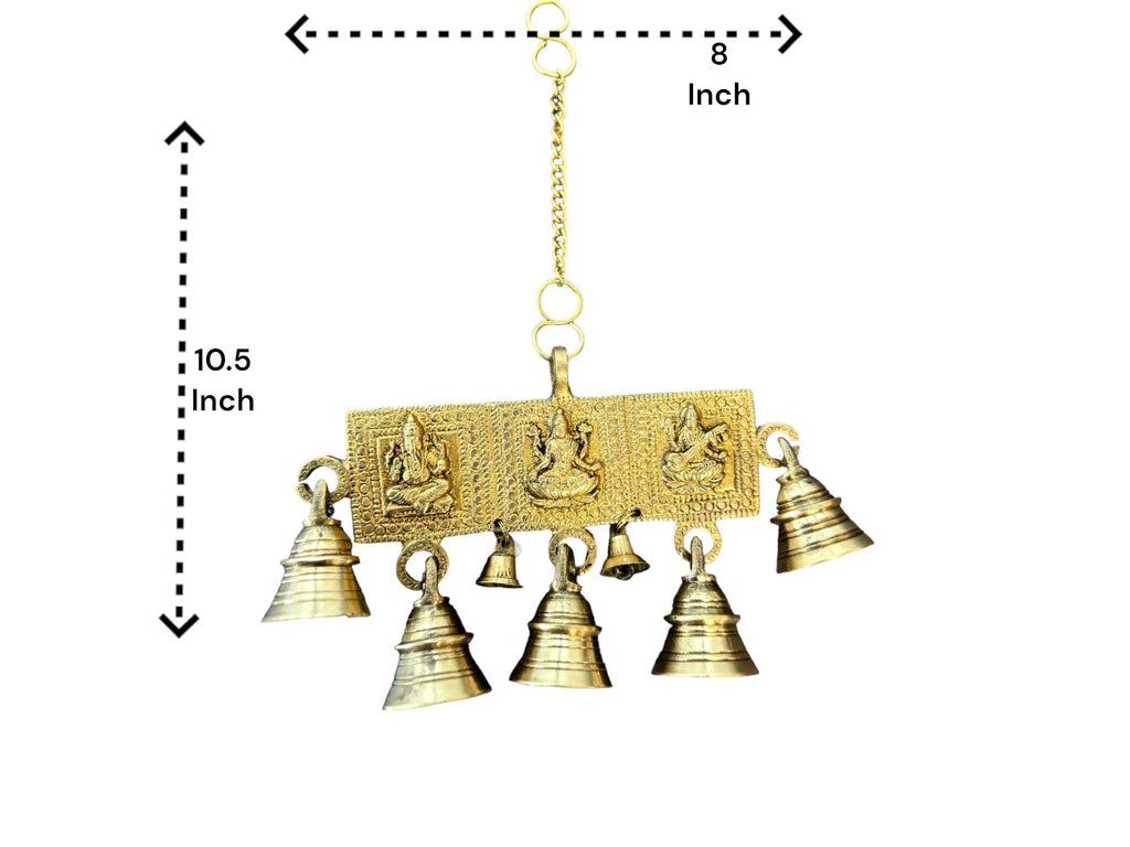 Ganesha, Laxmi & Saraswati Hanging Bells Mandir items La Vie Bien Ganesha, Laxmi & Saraswati Hanging Bells