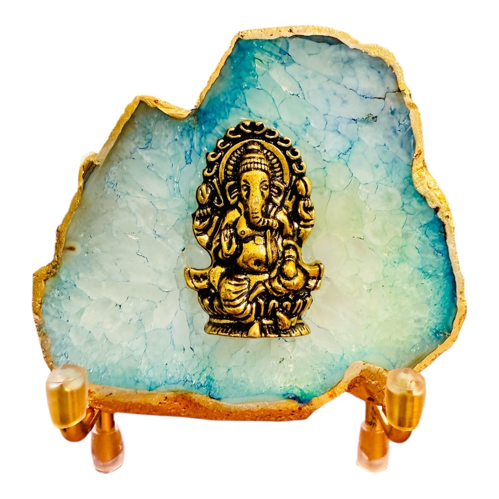 Ganesha on Agate with Stand & Suede Gift Box - Premium Gift for Any Occasion La Vie Bien Ganesha on Agate with Stand & Suede Gift Box - Premium Gift for Any Occasion