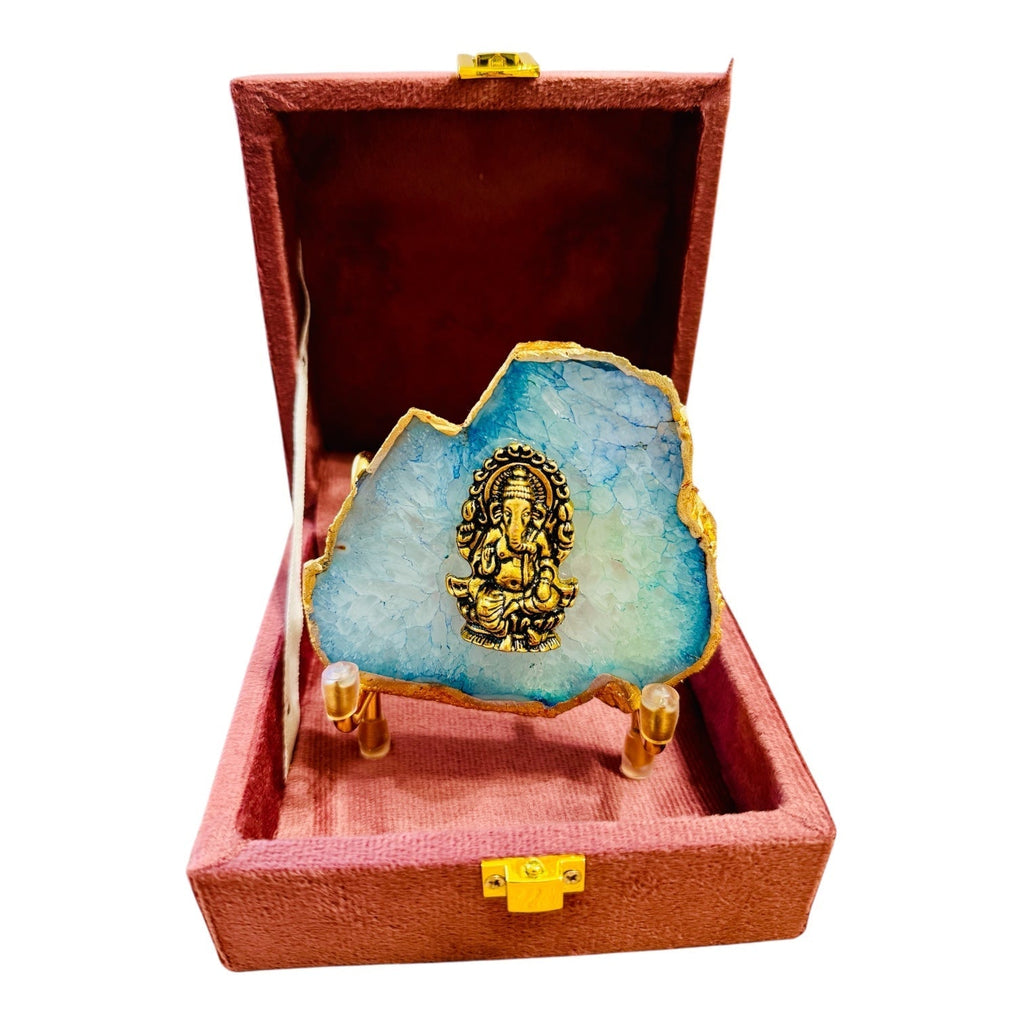 Ganesha on Agate with Stand & Suede Gift Box - Premium Gift for Any Occasion La Vie Bien Ganesha on Agate with Stand & Suede Gift Box - Premium Gift for Any Occasion