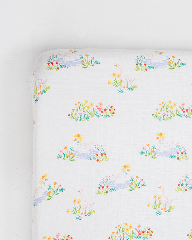 Garden Goose Crib Sheet Crib Sheets La Vie Bien Garden Goose Crib Sheet
