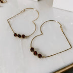 Garnet Heart Threader Earrings by Derive Jewelry